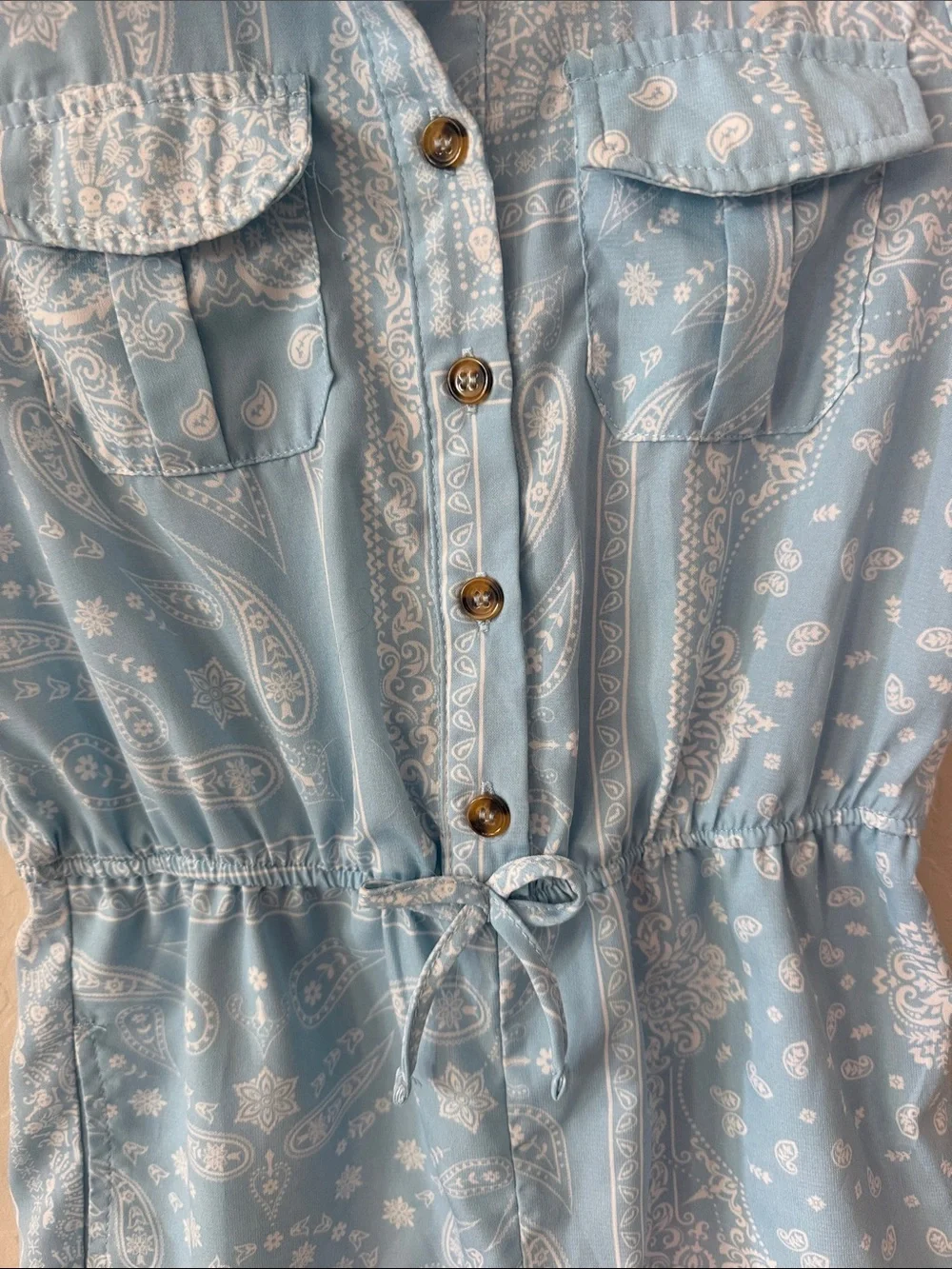 Forever 21 Kids Light Blue Paisley Print Top